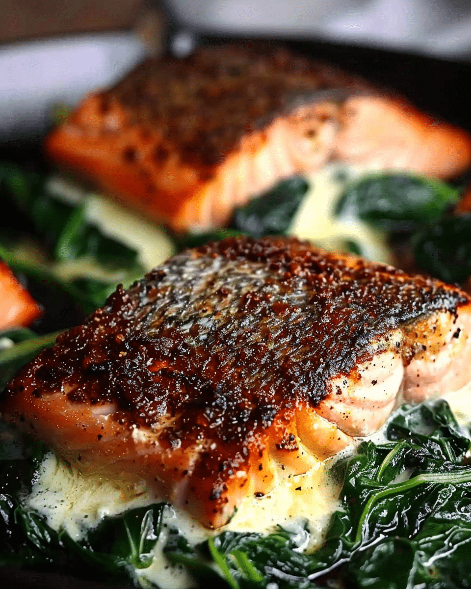 Blackened Salmon Stuffed with Spinach & Parmesan Recipe