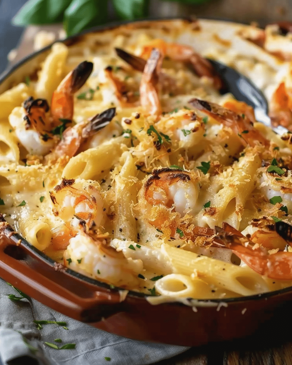 Creamy Seafood Baked Penne with Crispy Topping