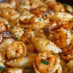 Honey Garlic Shrimp Pasta Shells Bake