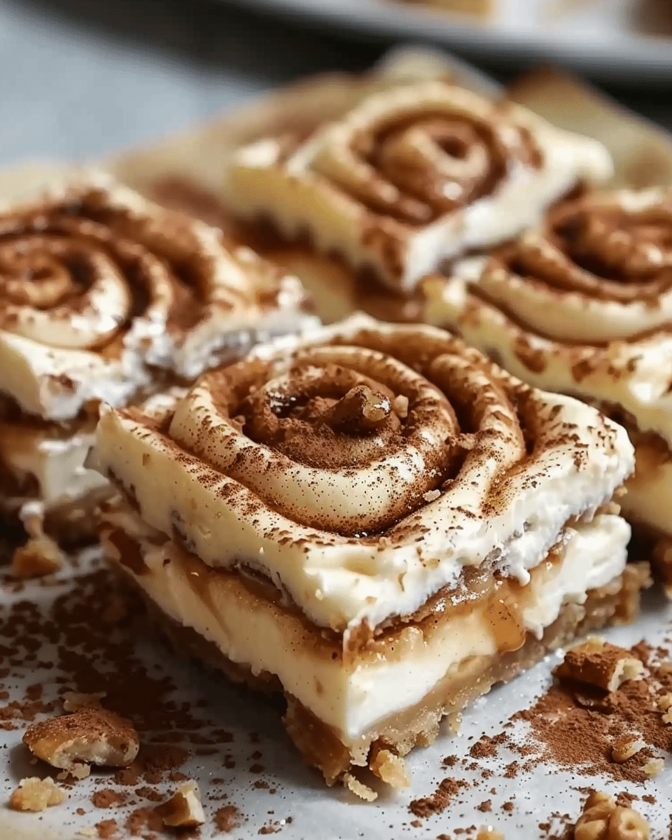 Ooey-Gooey Cinnamon Roll Cheesecake Bars