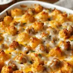 Sausage Cream Cheese Tater Tot Breakfast Casserole Recipe