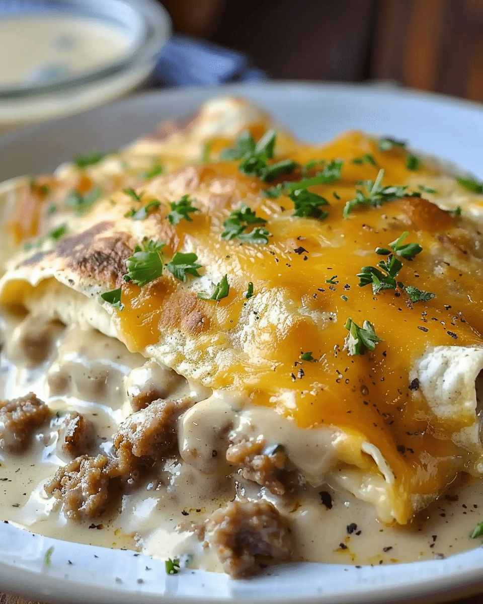 Southern Breakfast Enchiladas with Sausage Gravy