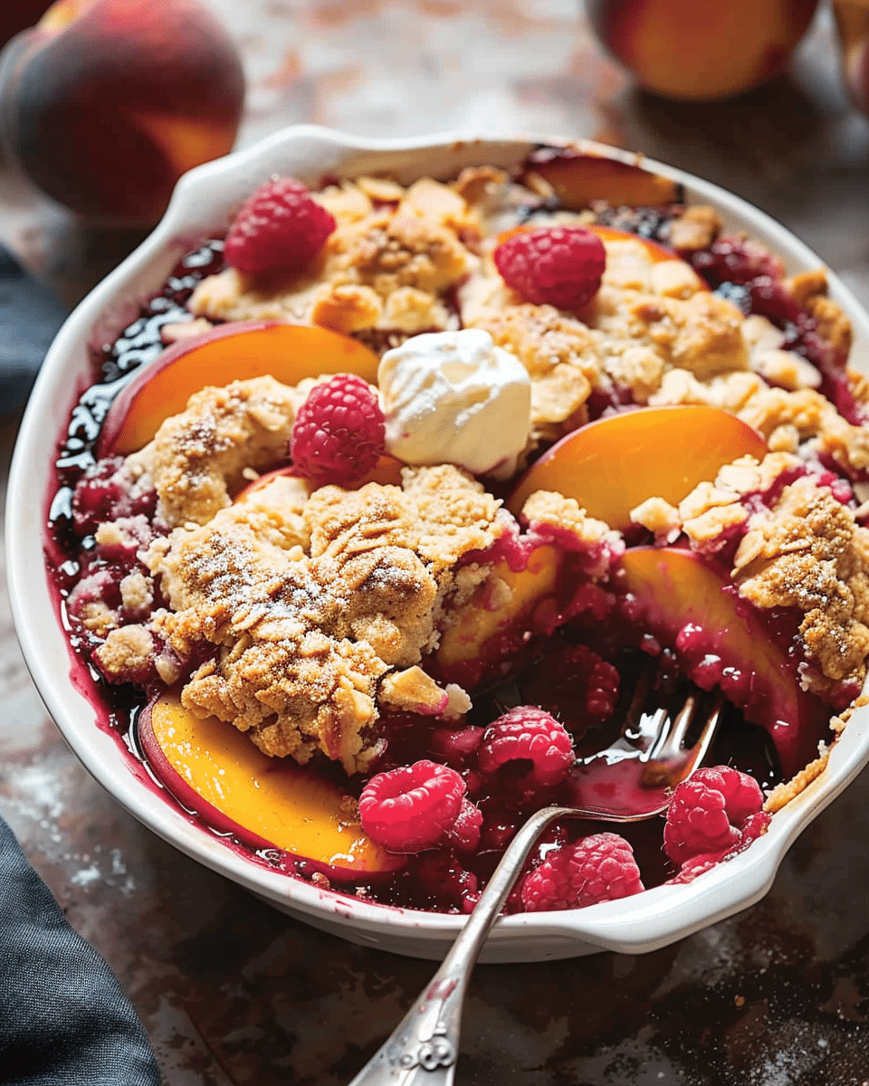 Easy Peach and Raspberry Cobbler