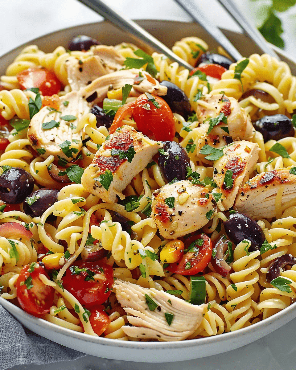Mediterranean Chicken Pasta Salad