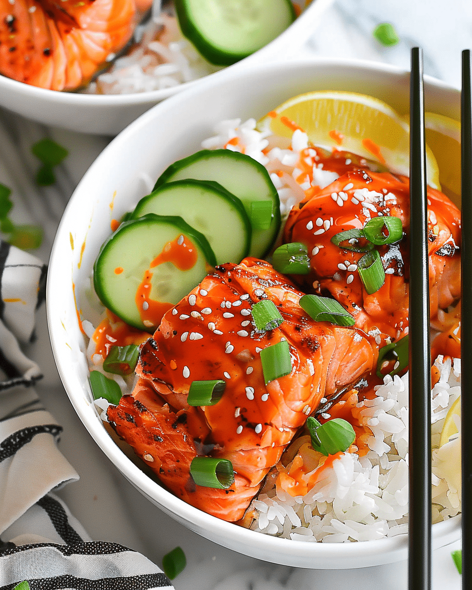 Spicy Sriracha Salmon Bowls