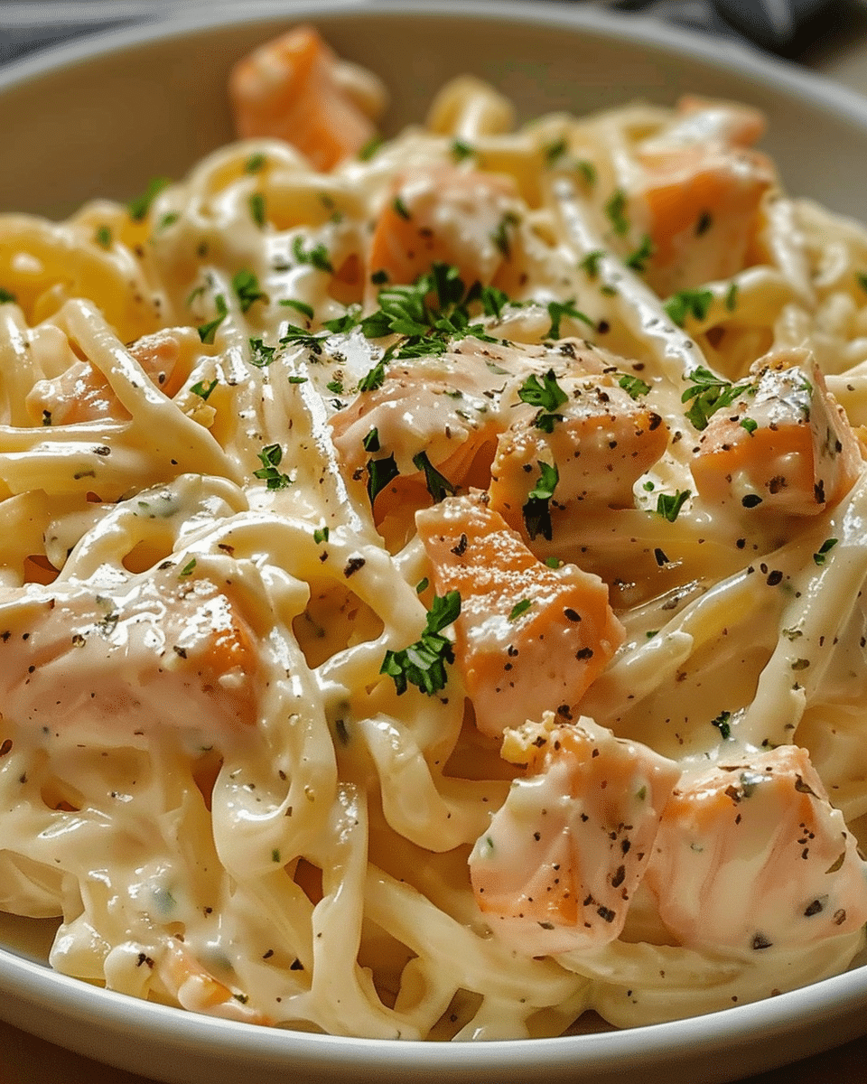 Creamy Garlic Salmon Pasta Recipe
