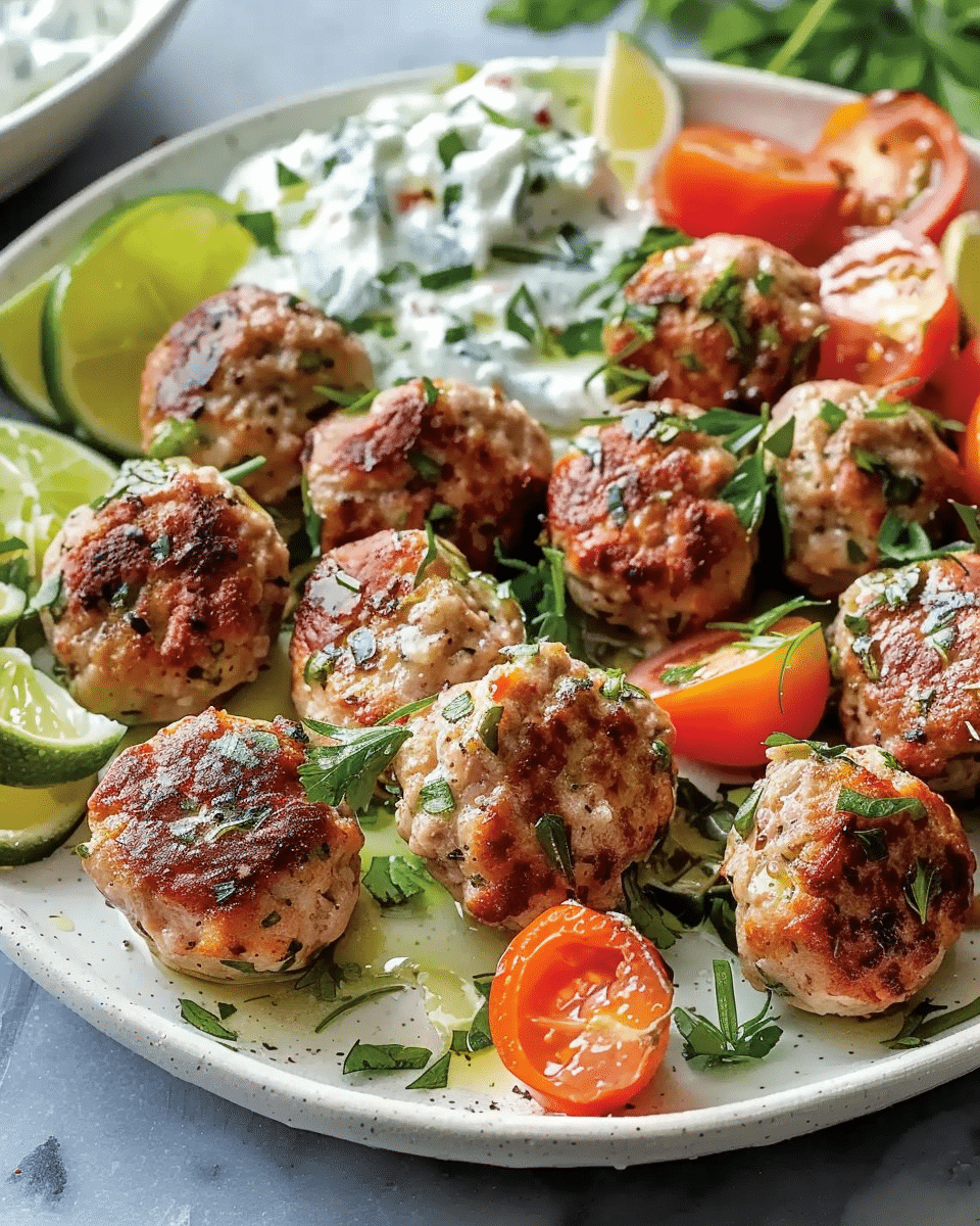 Greek Turkey Meatballs with Tzatziki