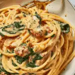 Spaghetti & Spinach with Sun-Dried Tomato Cream Sauce
