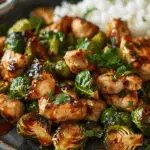 Air Fryer Sweet Chili Chicken and Brussels Sprouts