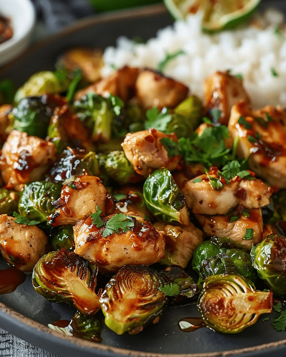 Air Fryer Sweet Chili Chicken and Brussels Sprouts