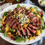 Balsamic Steak Gorgonzola Salad with Grilled Corn