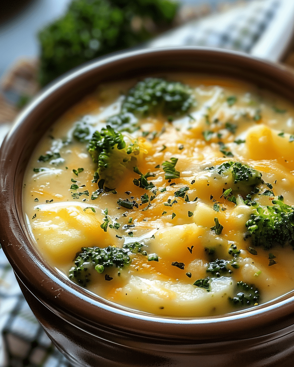 Crockpot Potato Broccoli Cheddar Soup Recipe