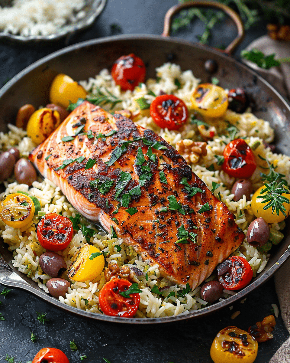 Greek Salmon & Rice in 30 Minutes!