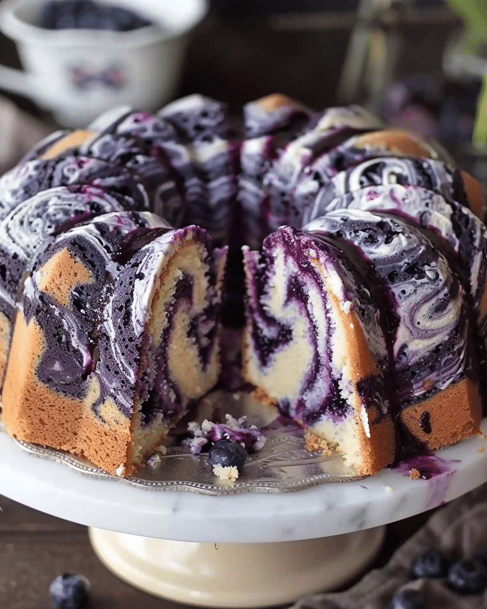 Blueberry Cream Cheese Swirl Pound Cake
