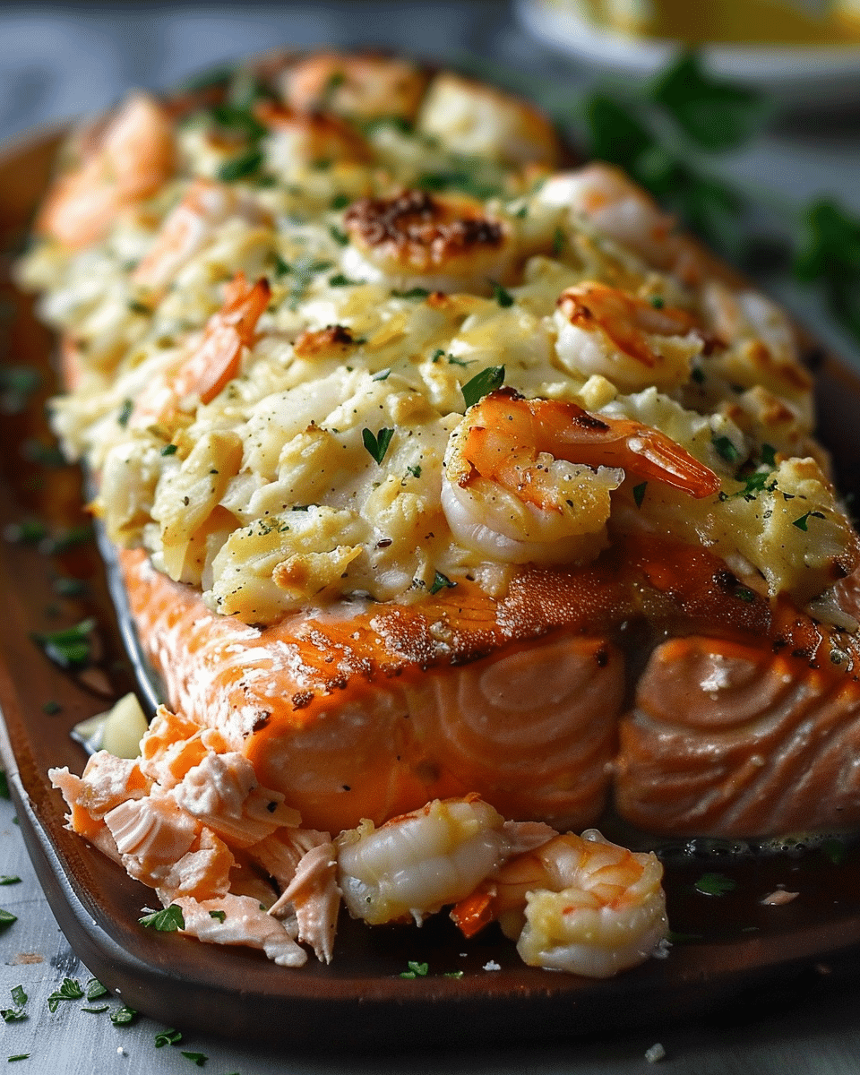 Crab and Shrimp Stuffed Salmon Recipe