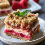 Creamy Rhubarb Crumble Cheesecake Bars