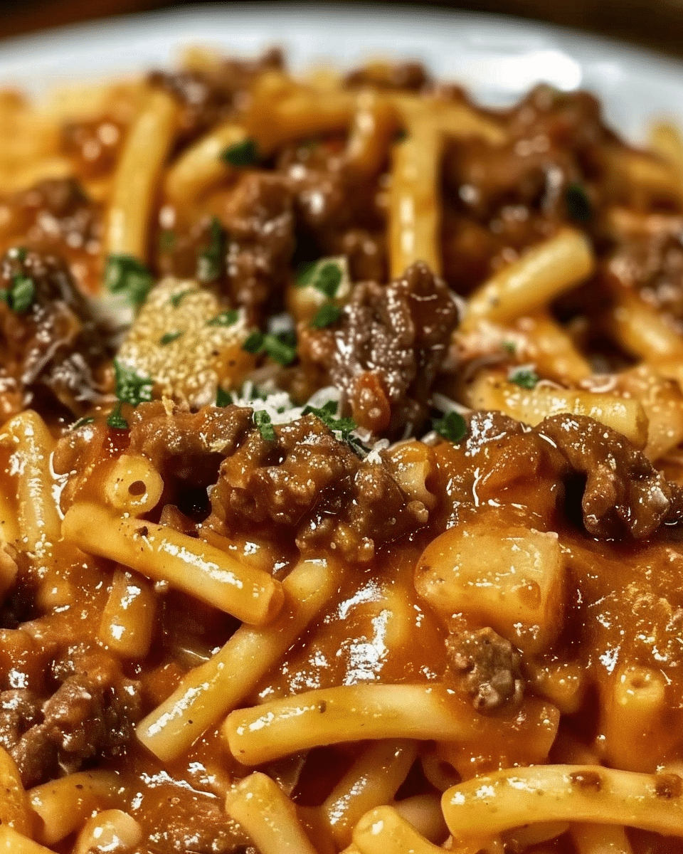 Creamy Garlic Beef Pasta
