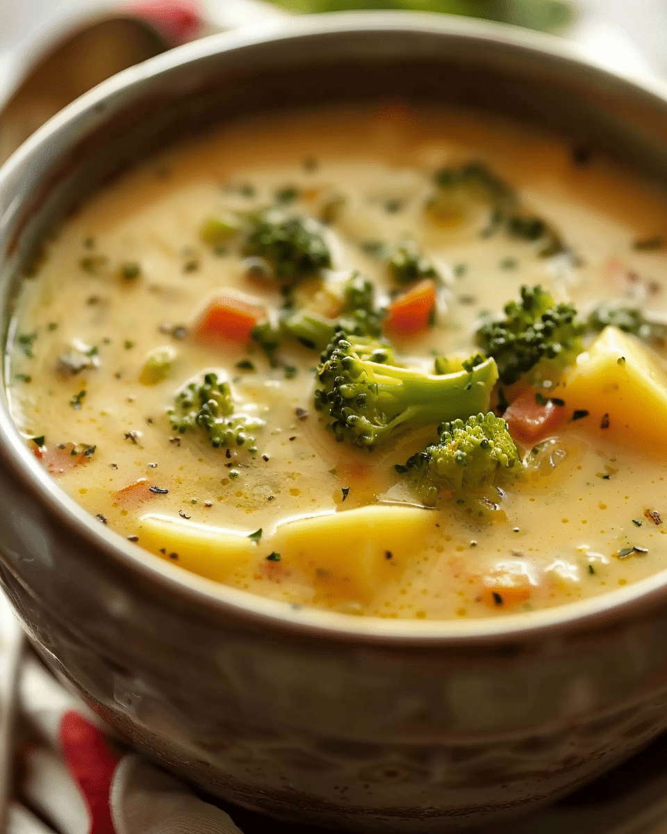 Slow Cooker Potato Broccoli Cheddar Soup Recipe
