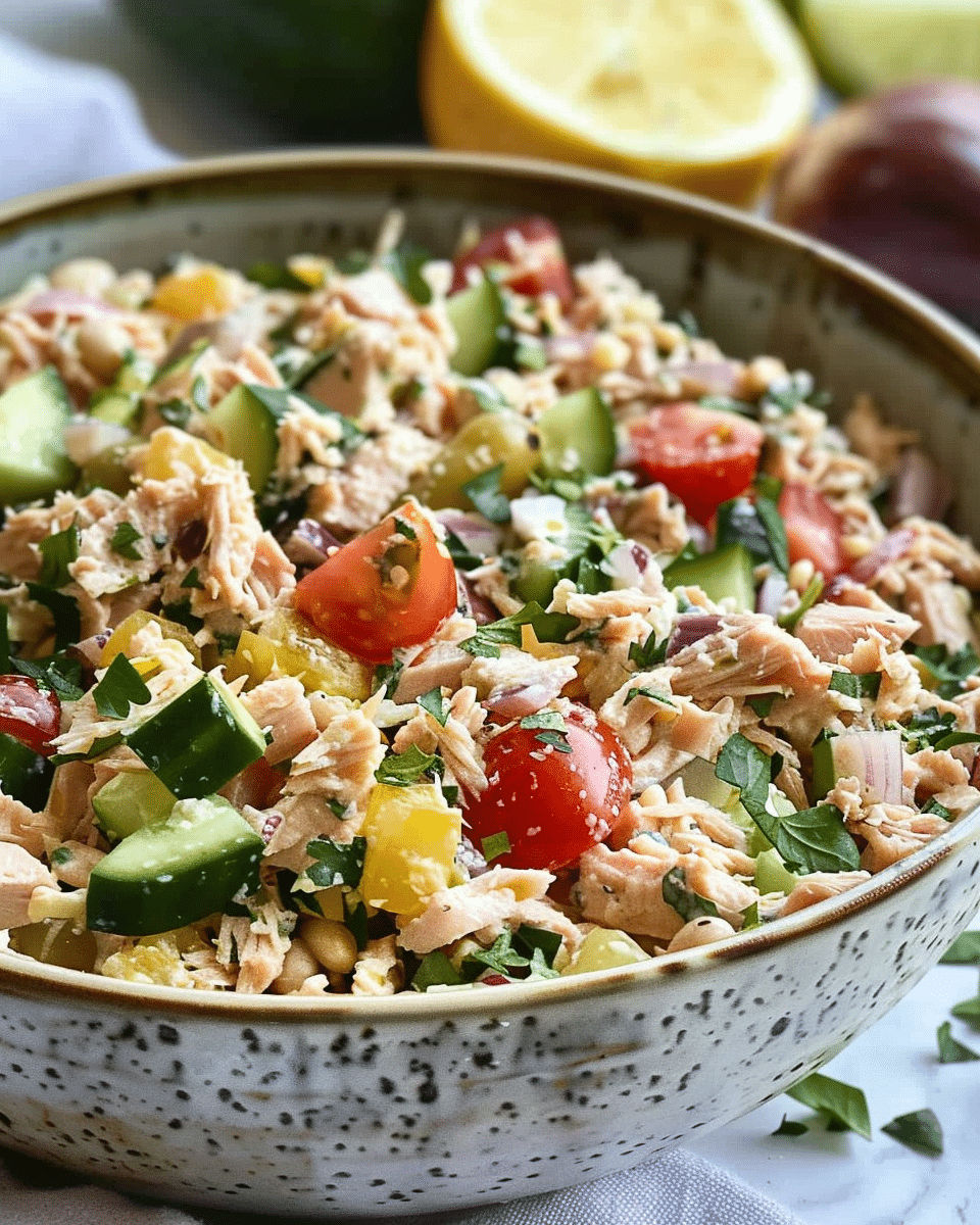 Quick Mediterranean Tuna Salad with No Mayo (Healthy)