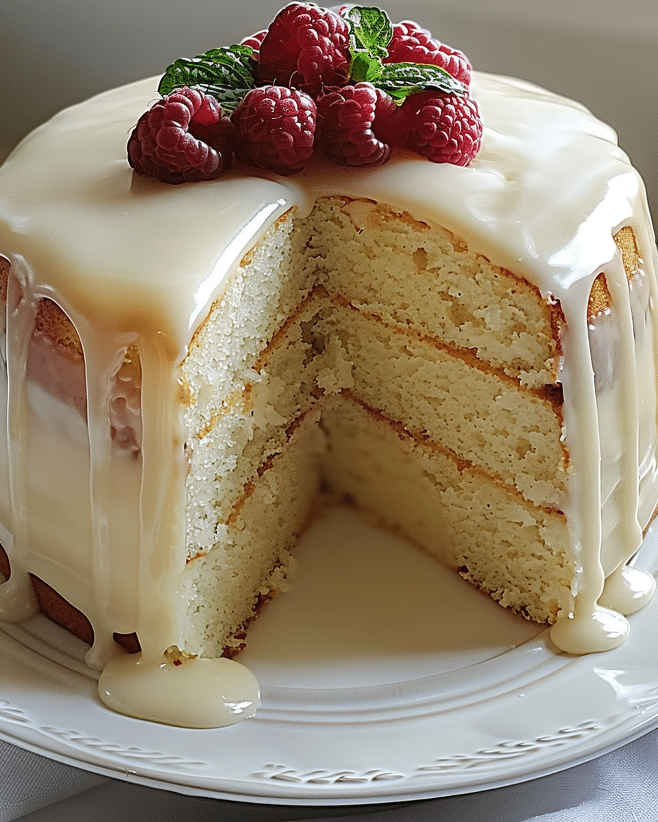 Moist Vanilla Buttermilk Pound Cake with Cream Cheese Glaze