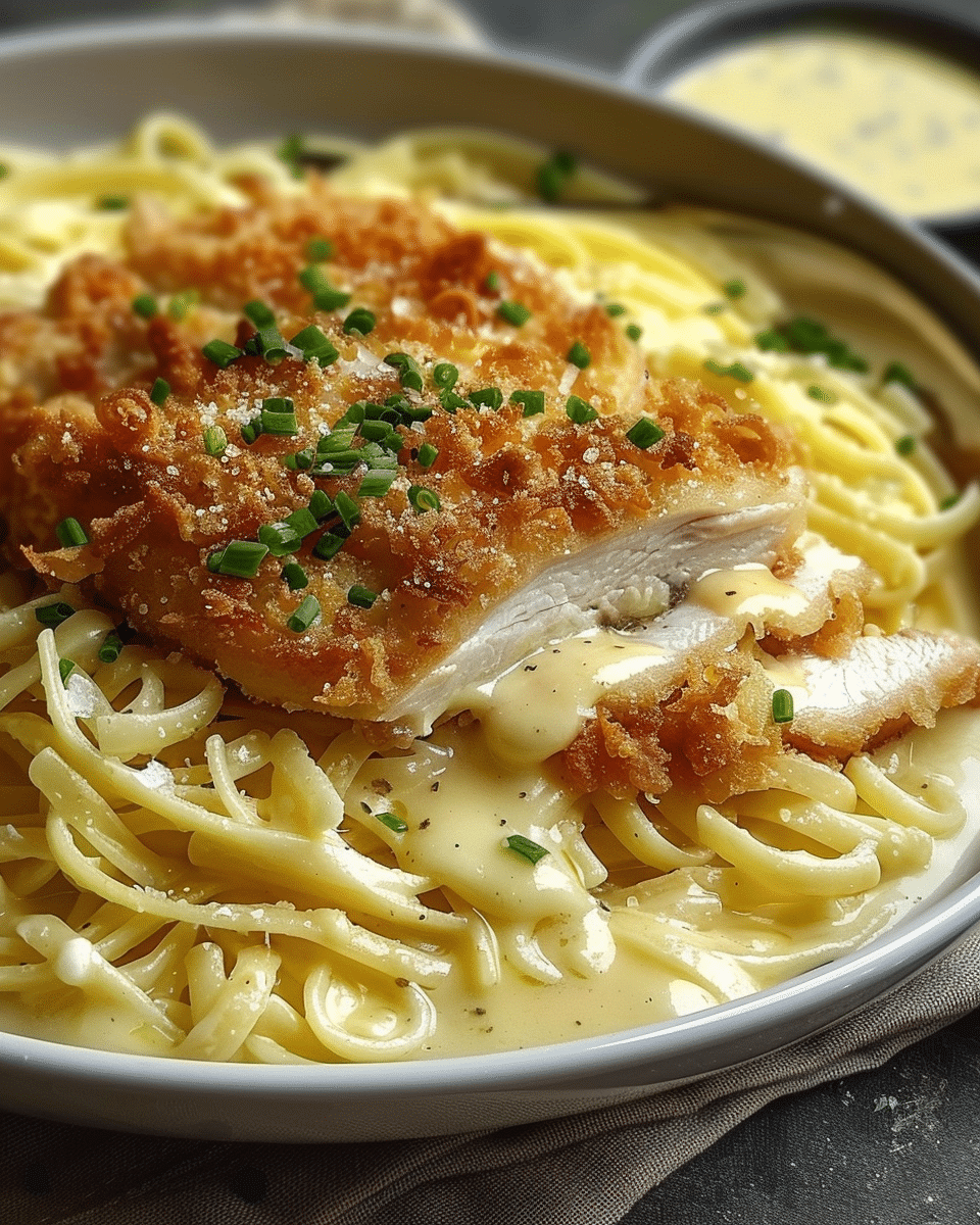 Crispy Chicken with Creamy Garlic Pasta – Ready in 20 Minutes