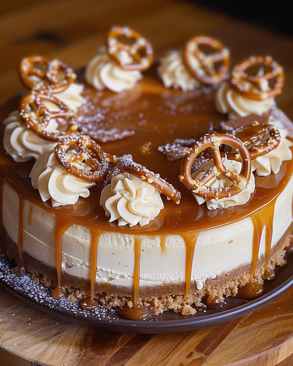 Salted Caramel Pretzel Cheesecake