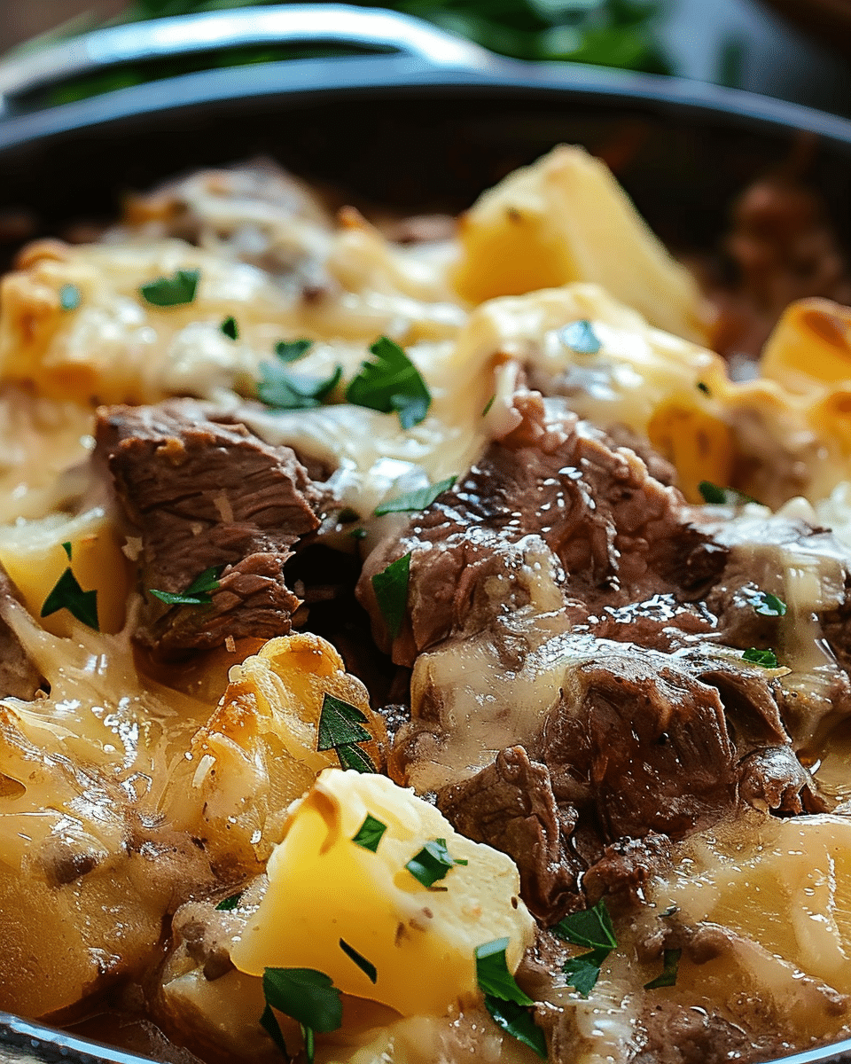 Crockpot Loaded Steak and Potato Bake Recipe