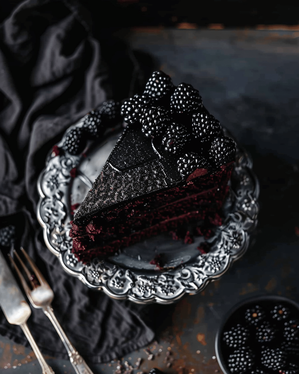 Spooky Black Velvet Halloween Cake