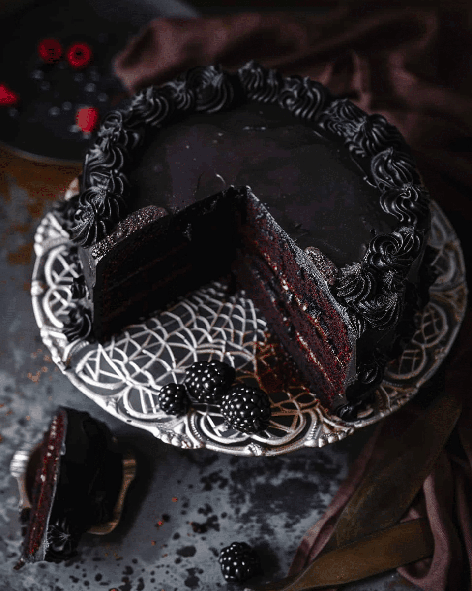 Spooky Black Velvet Halloween Cake