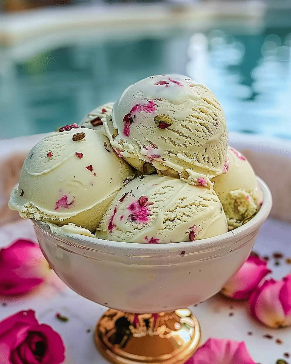 Rose Pistachio Cheesecake Ice Cream