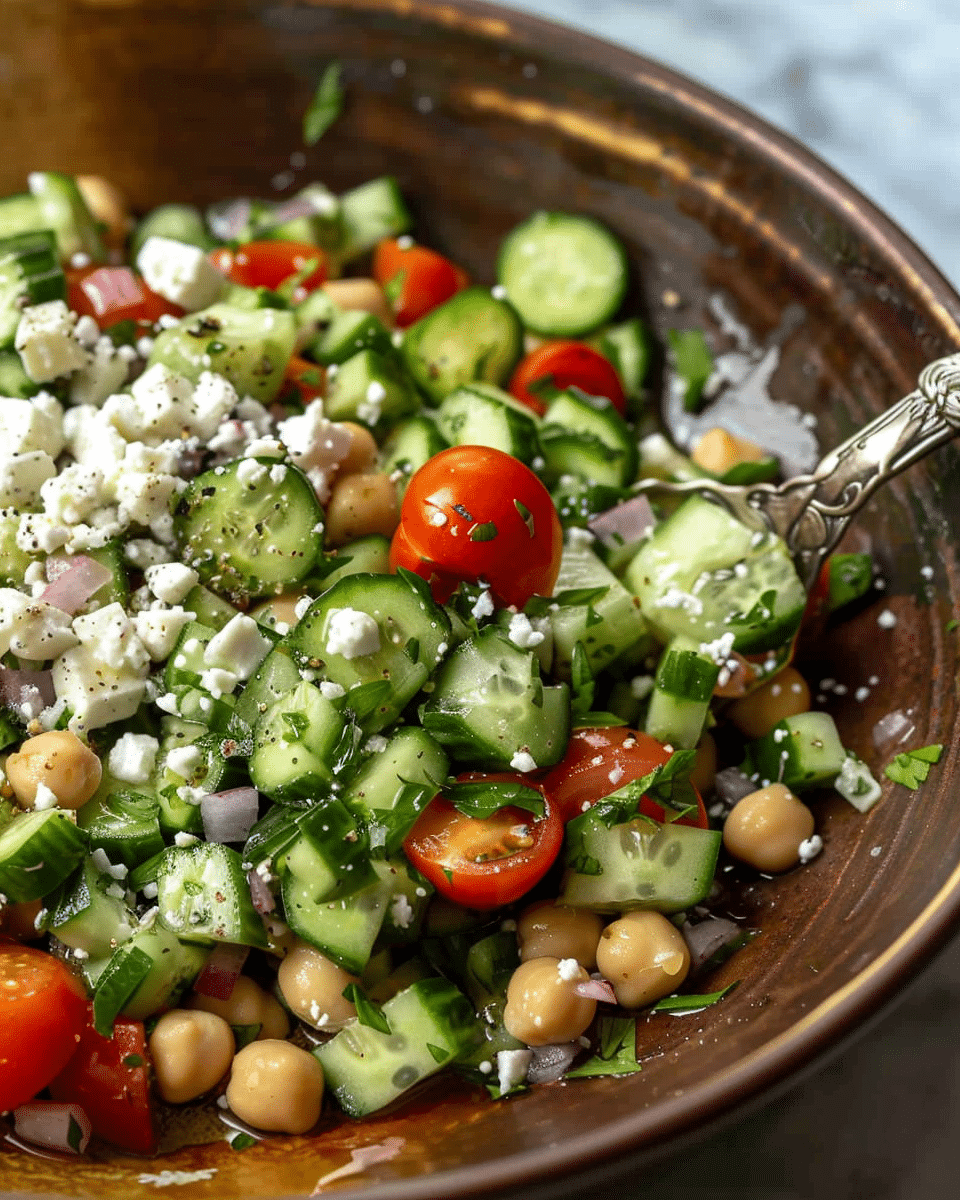 Easy Chickpea Cucumber Salad with Feta and Tomatoes