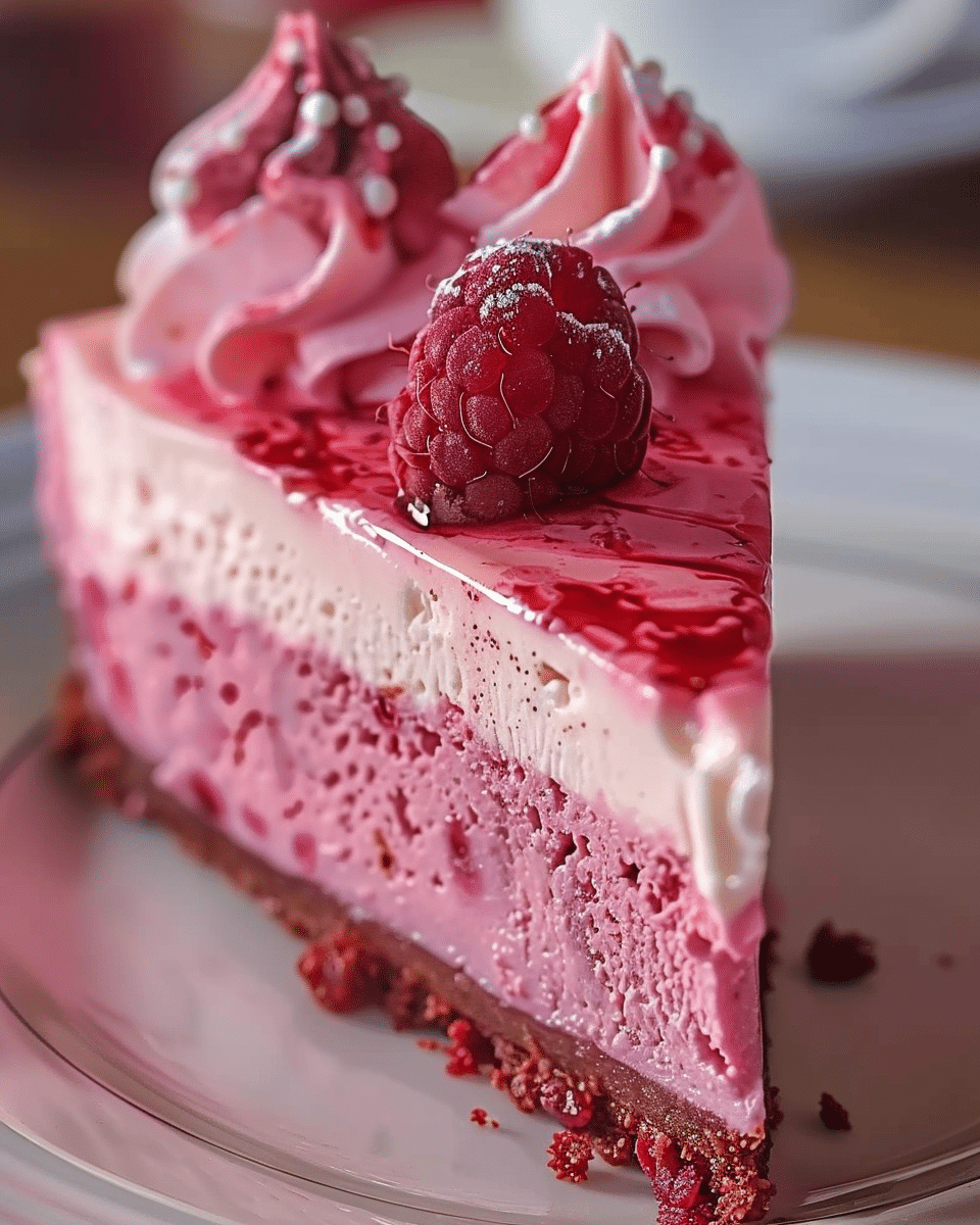 Luxurious Pink Velvet Raspberry Cheesecake