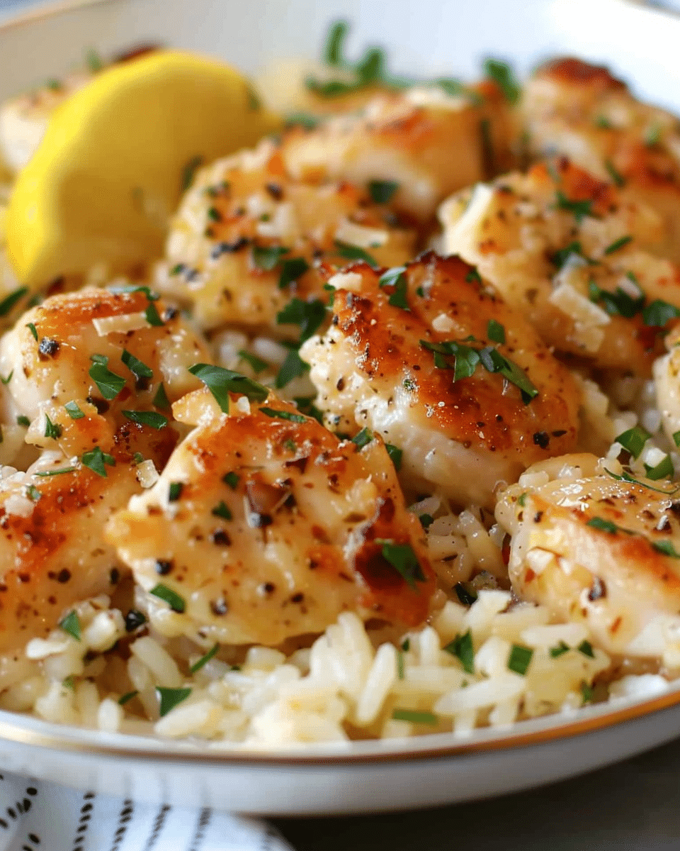 Flavor-Packed Chicken Scampi with Garlic Parmesan Rice