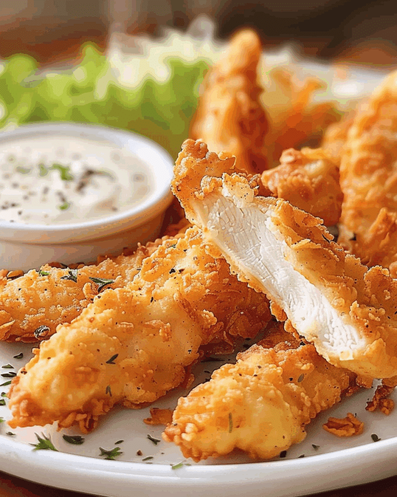 Crunchy Golden Chicken Tenders with Creamy Dipping Sauce