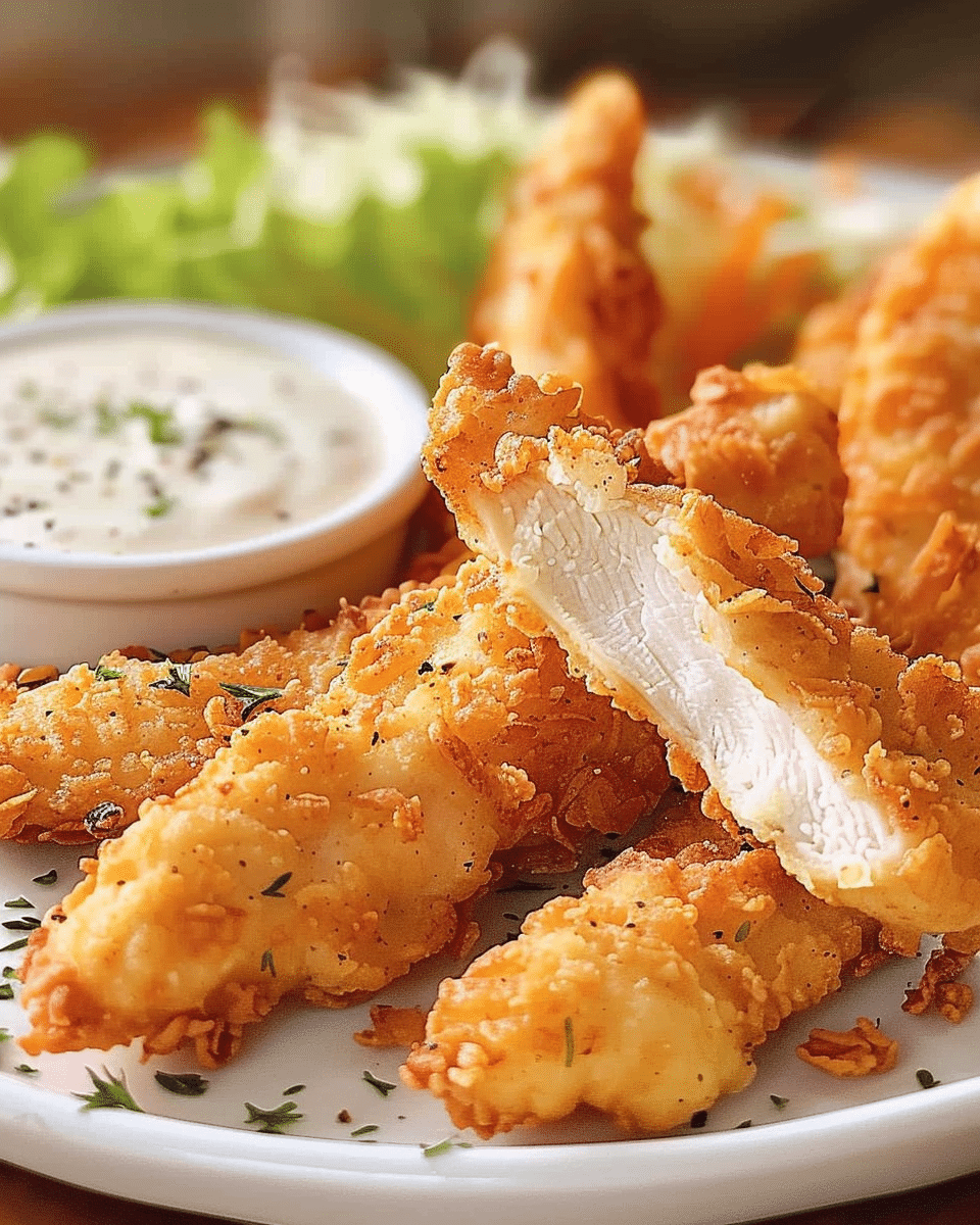 Crunchy Golden Chicken Tenders with Creamy Dipping Sauce