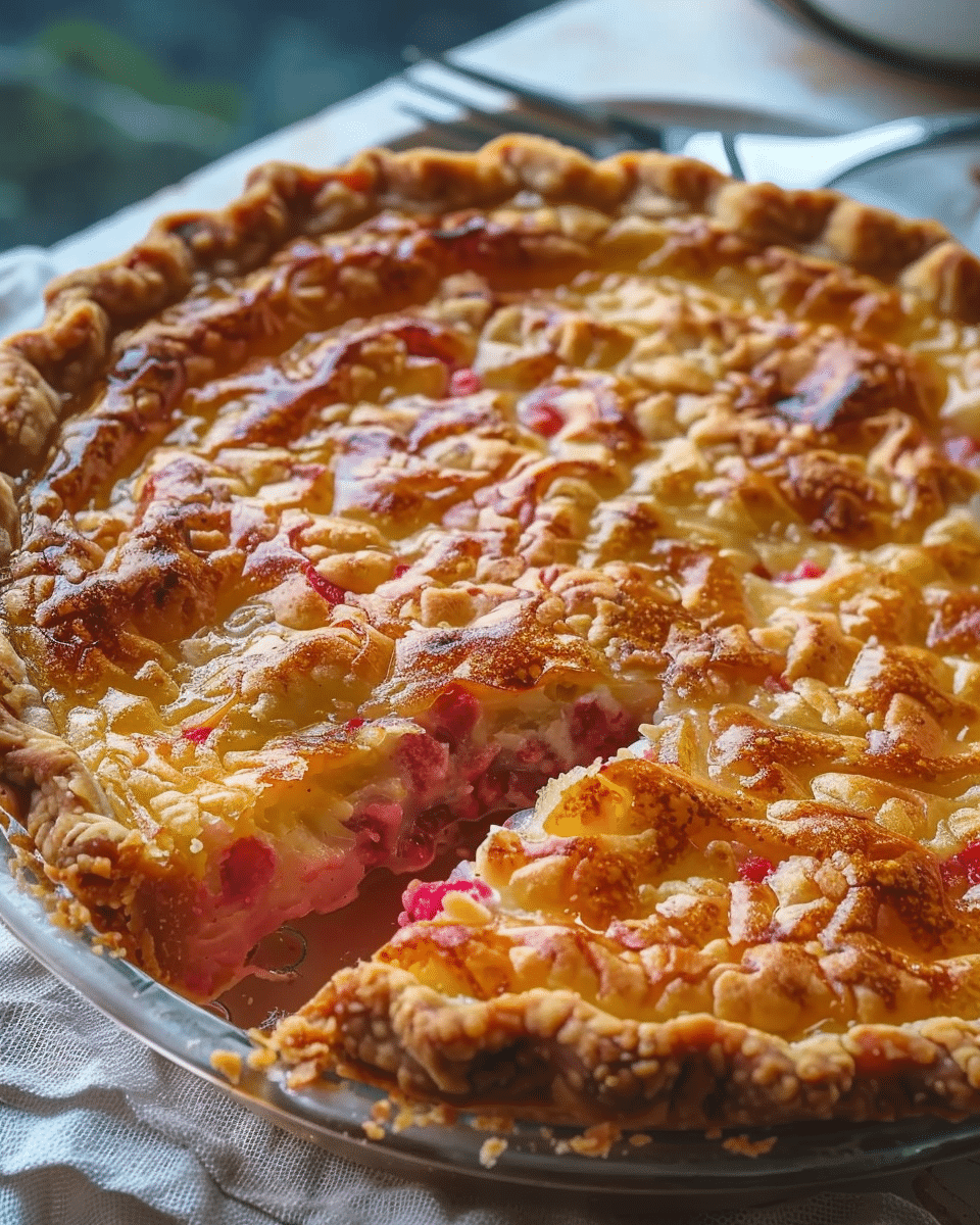 Crustless Rhubarb Custard Pie