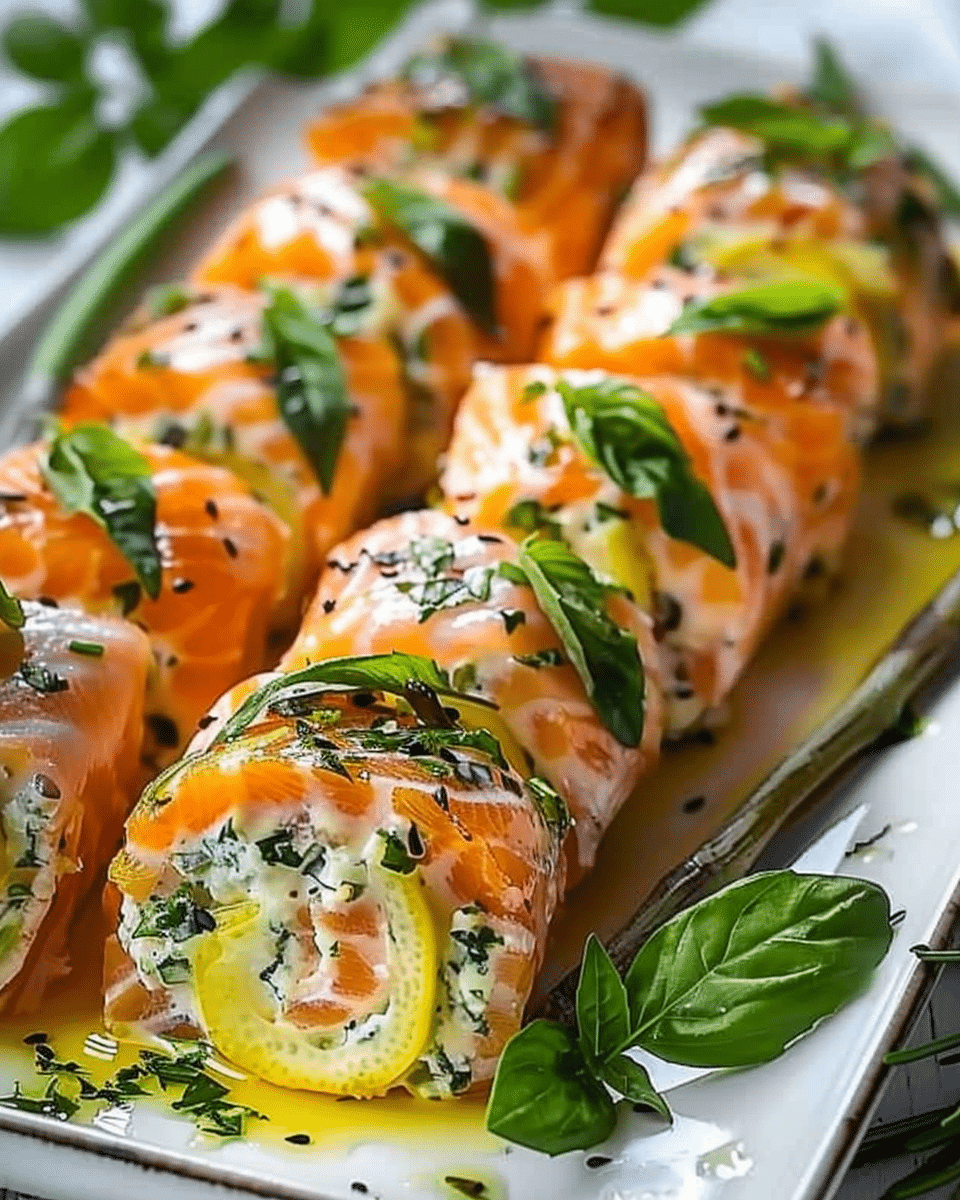 Lemon Basil Salmon Rolls