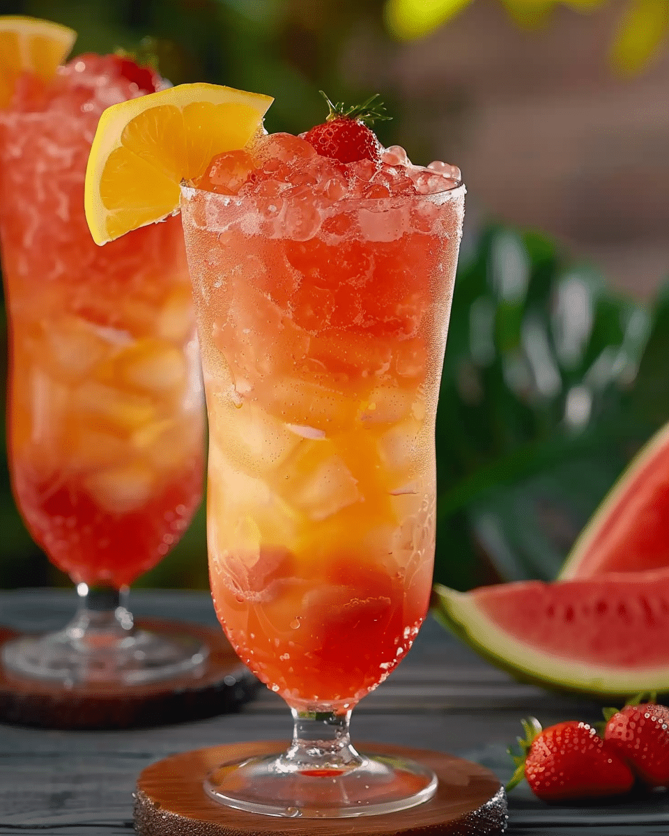 Tropical Sunset Fruit Punch Mocktail