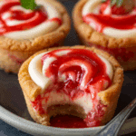 Strawberry Swirl Cheesecake Cookie Cups